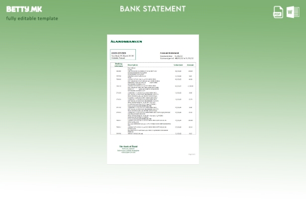 модерен стил Шаблон за збор за извод од банка во Финска Аланд
